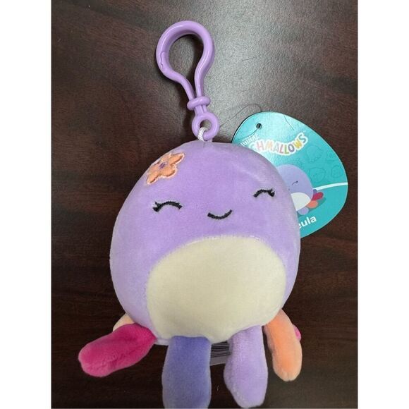 NWT Beula Purple Octopus Squishmallows 3.5 Inch Backpack Clip - Picture 2 of 5